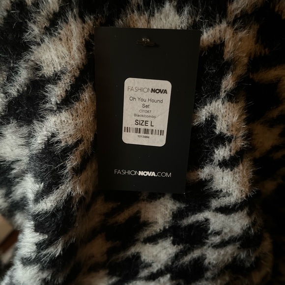 2 piece furry houndstooth skirt set - Picture 3 of 4